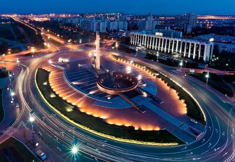 Night view of a city square