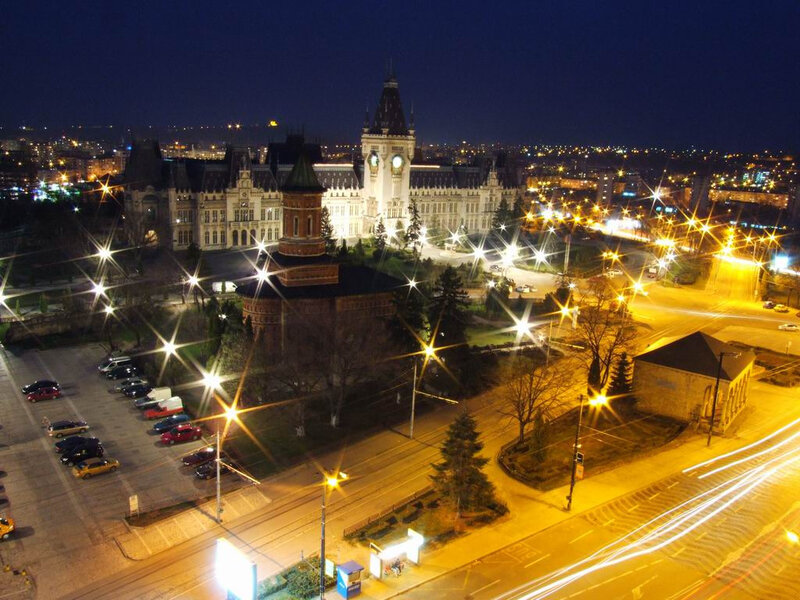 Night view of a city square