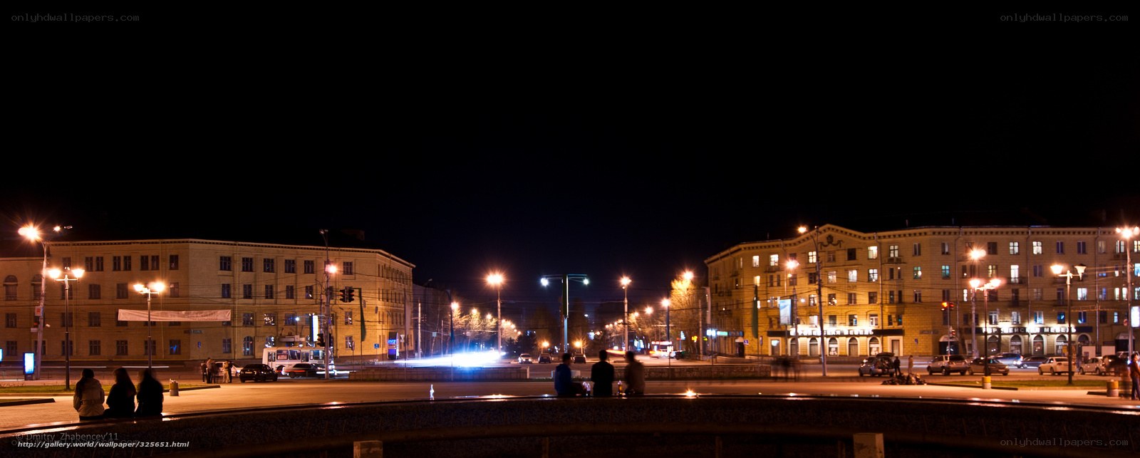 Night view of a city square