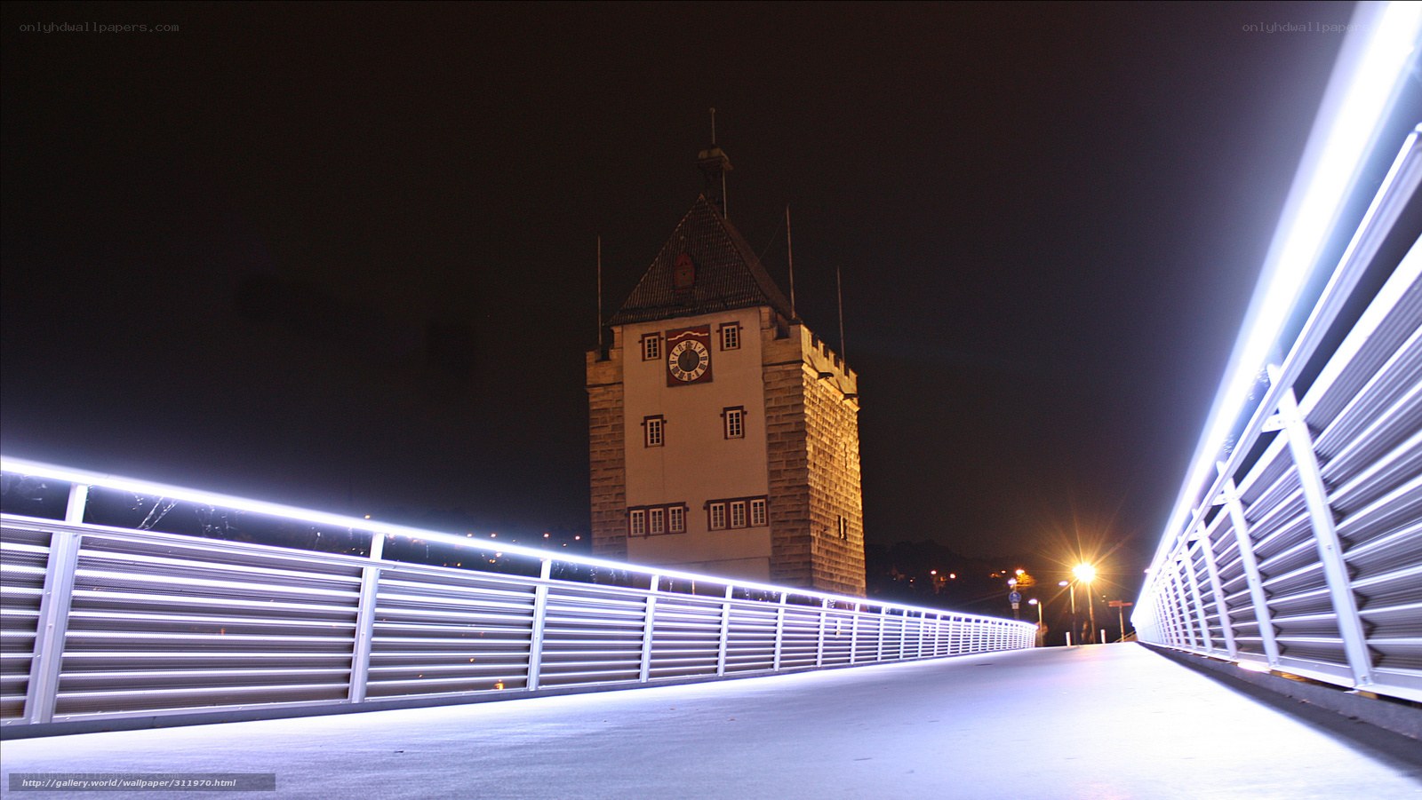 Night view of a clock tower