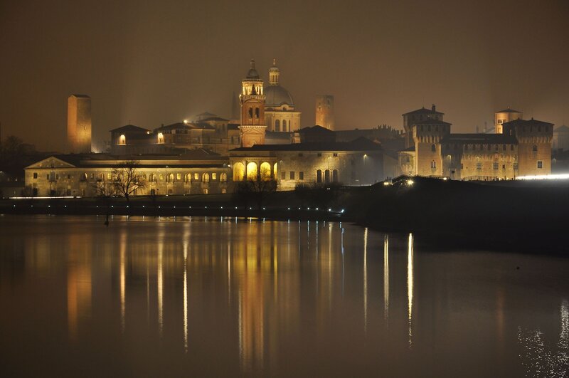 night view of a historic city