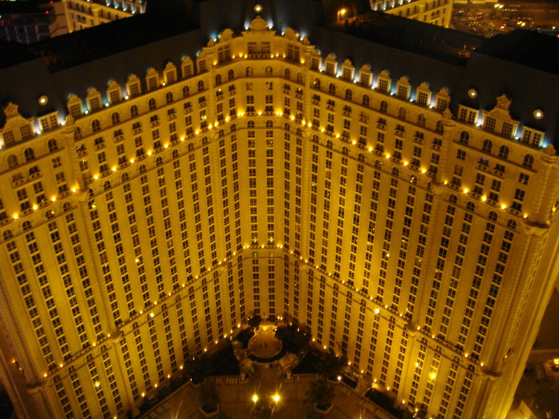 night view of a hotel courtyard
