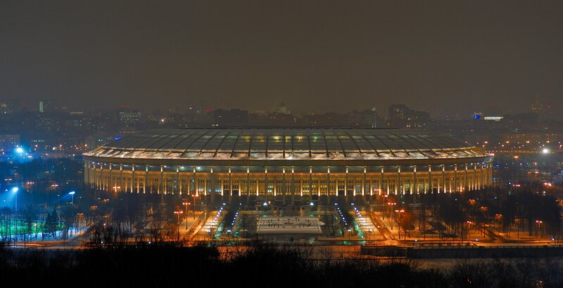 Night view of a large stadium