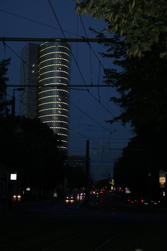 Night view of a lit skyscraper