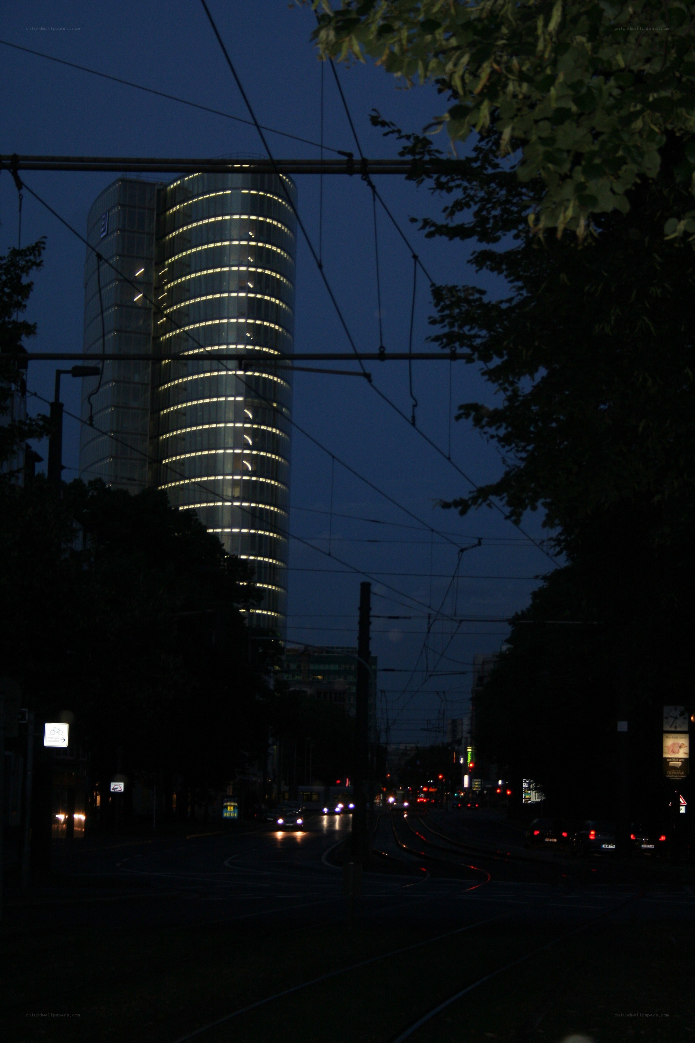 Night view of a lit skyscraper