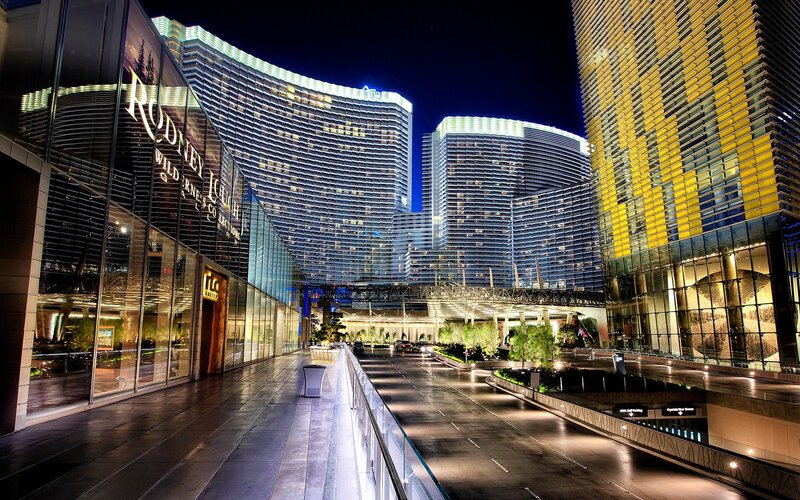 Night view of a luxury hotel complex