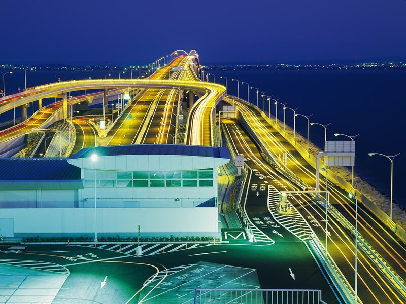 Night view of a modern bridge