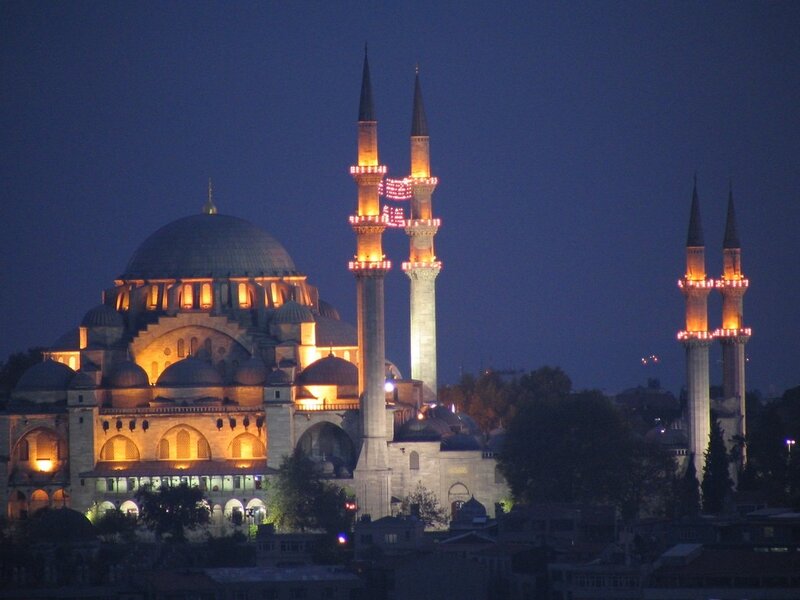 night view of a mosque