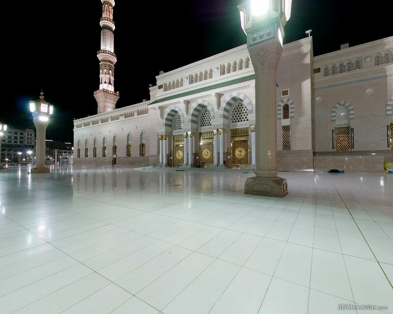 Night view of a mosque courtyard