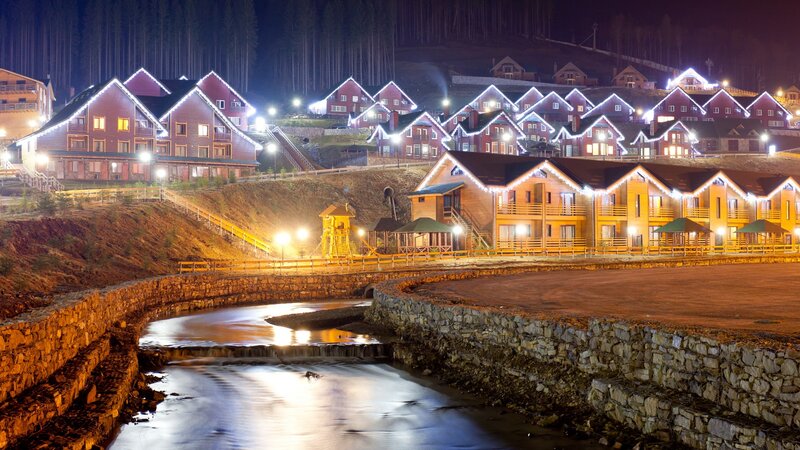 Night view of a mountain resort