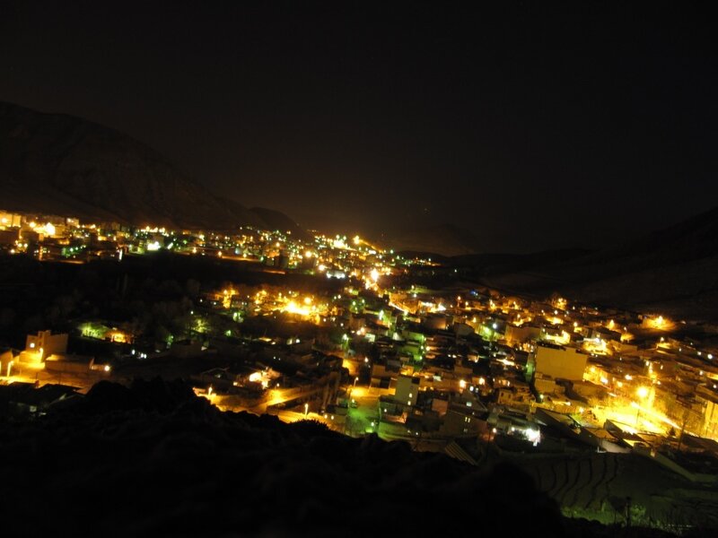 night view of a mountain village