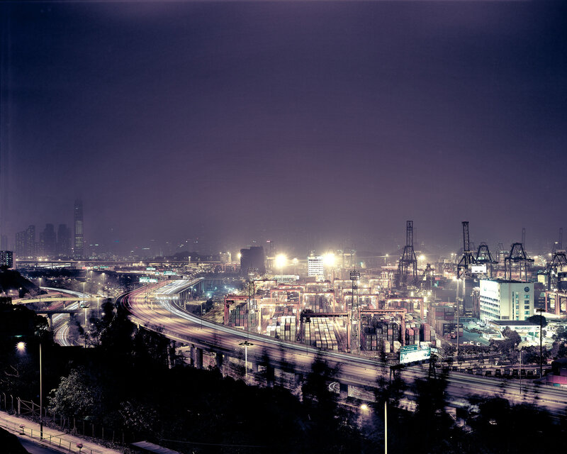Night view of a port city