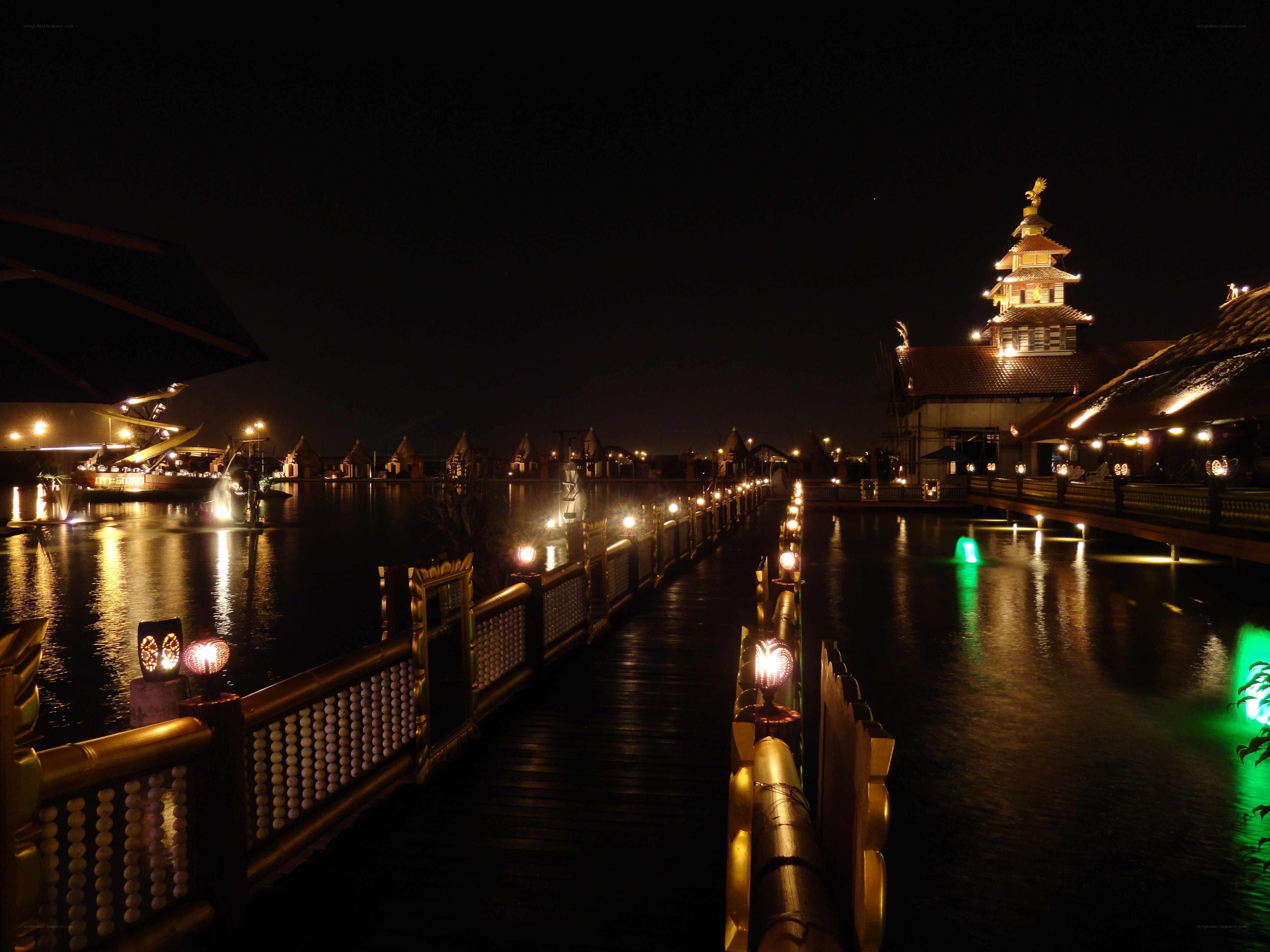 Night view of a temple complex