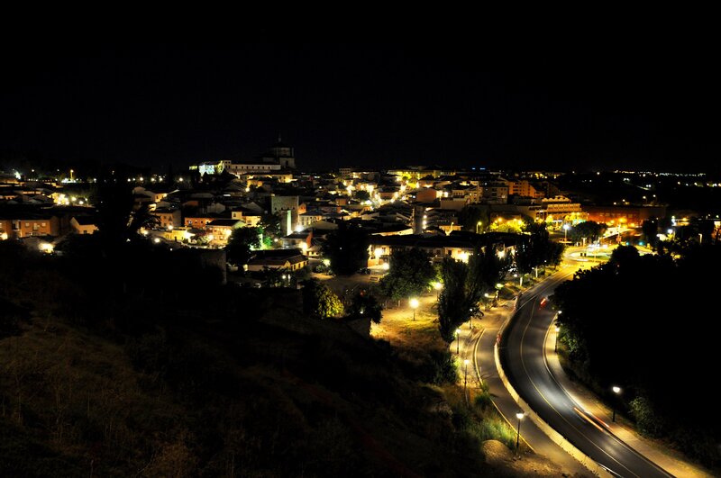 night view of a town