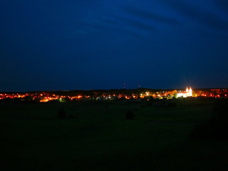 night view of a town