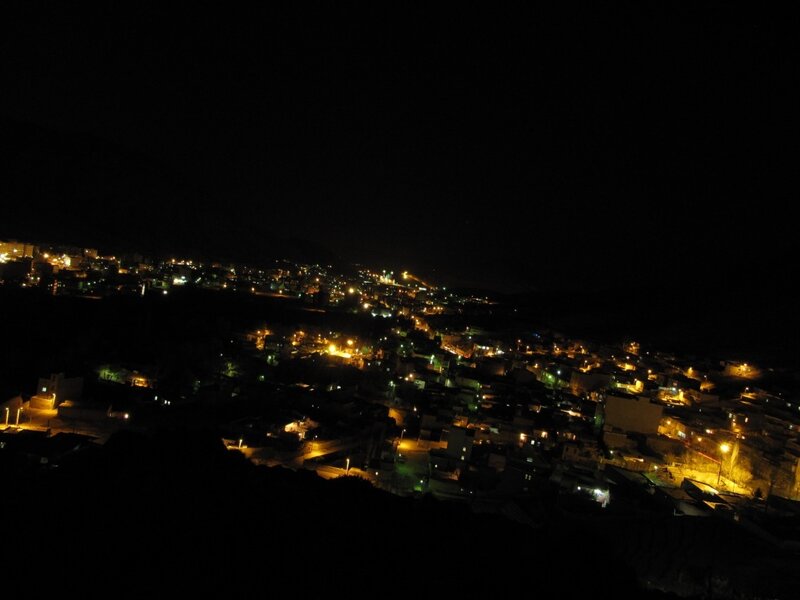 night view of a town