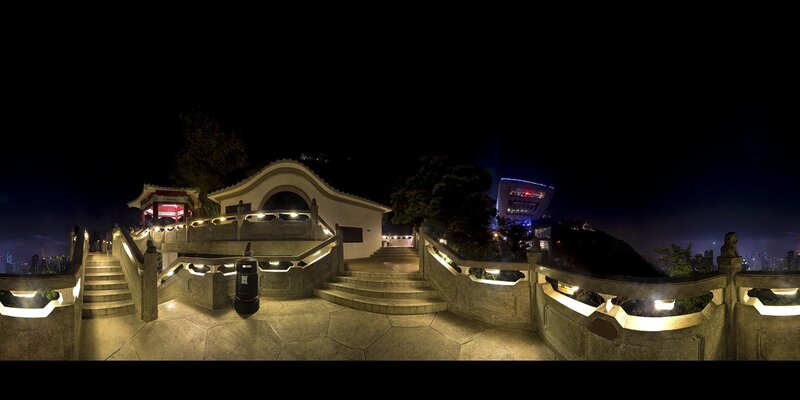 night view of a traditional pavilion