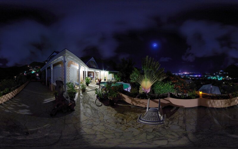 Night view of a tropical villa