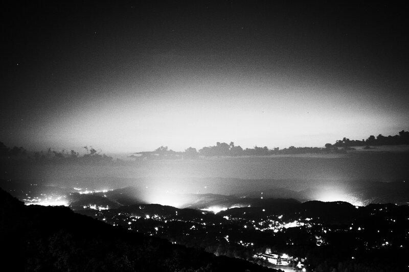 night view of a valley