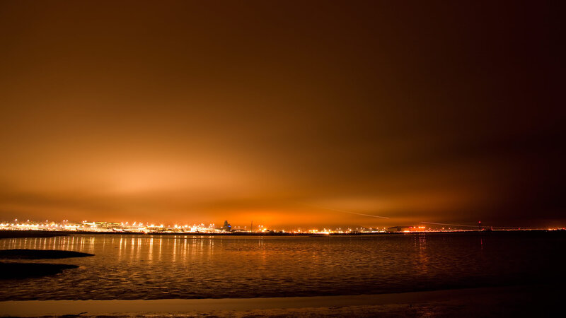 Night view of airport lights