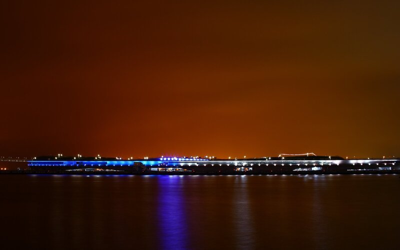 night view of airport terminal