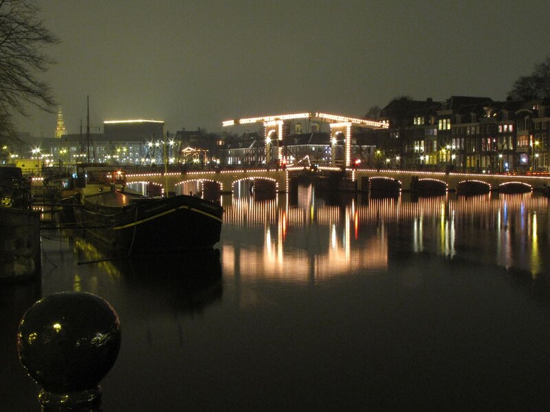 Night view of Amsterdam canal