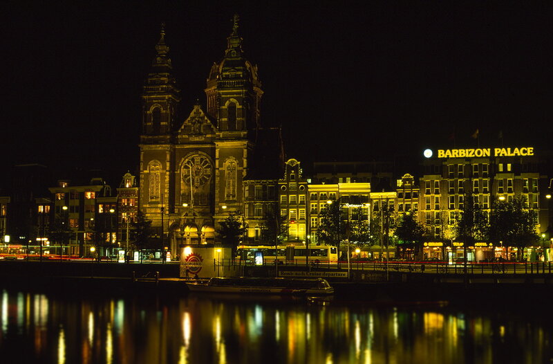 Night view of Amsterdam canal