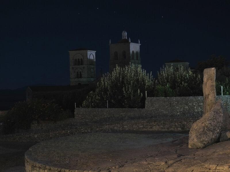 night view of ancient towers