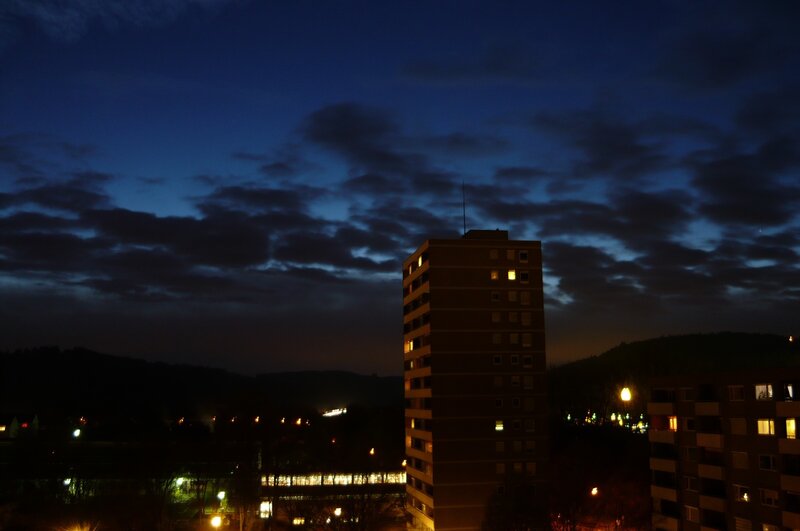 Night view of apartment buildings