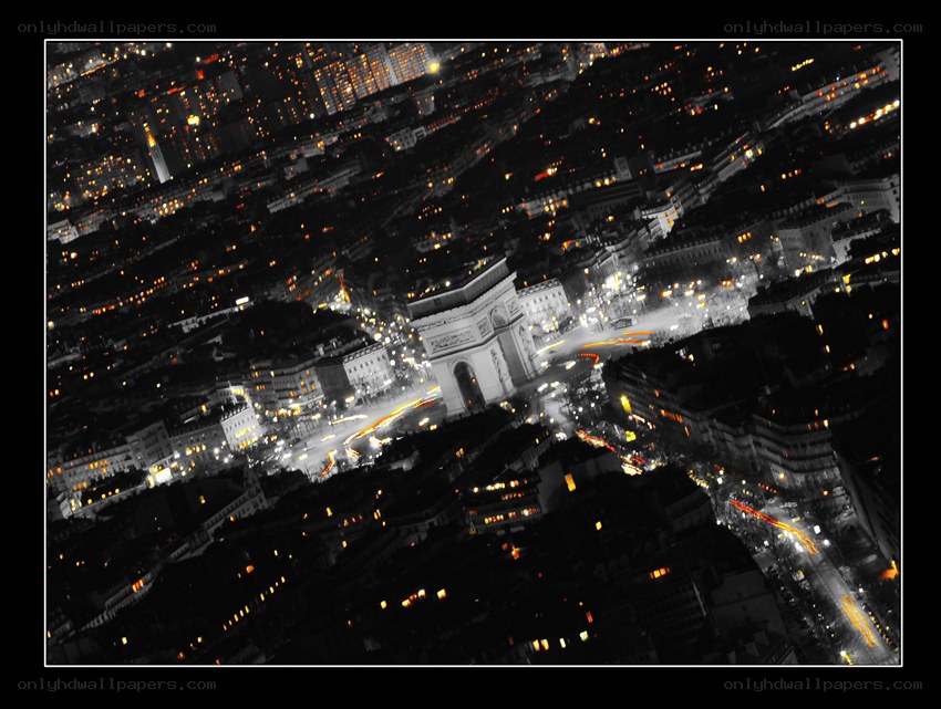 night view of arc de triomphe