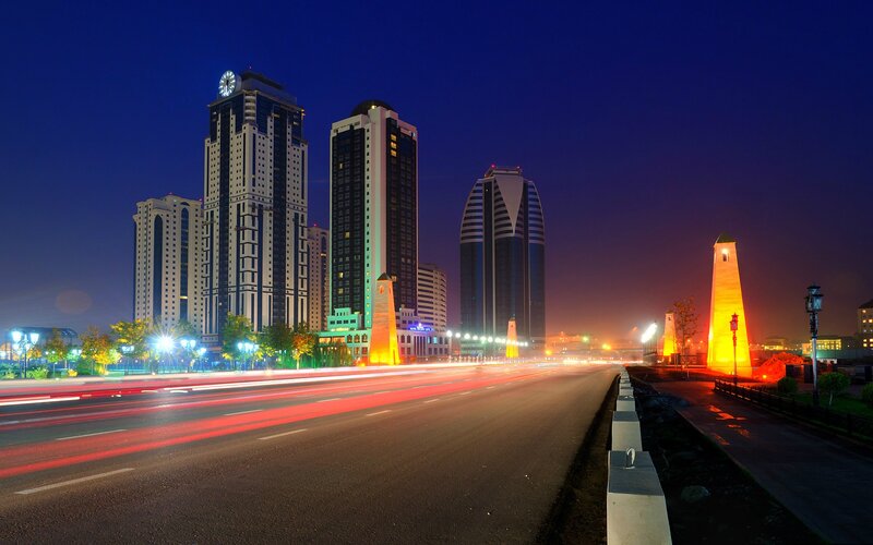 Night view of Baku skyline