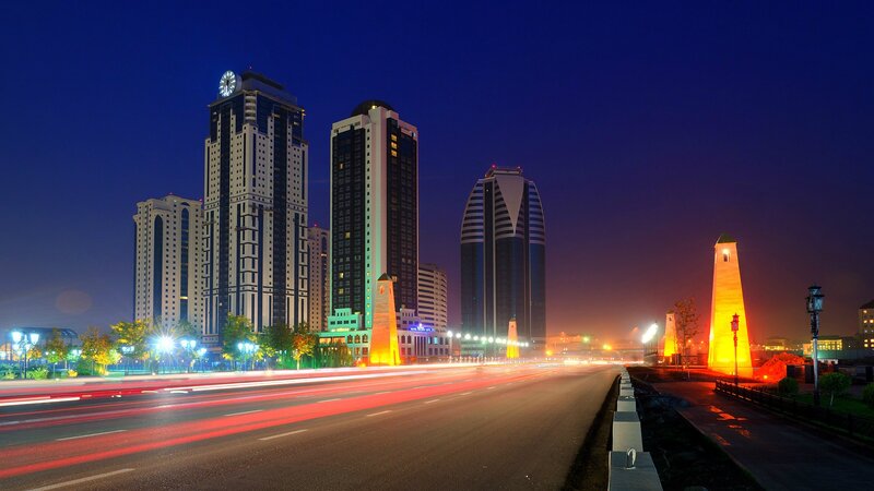 Night view of Baku skyline