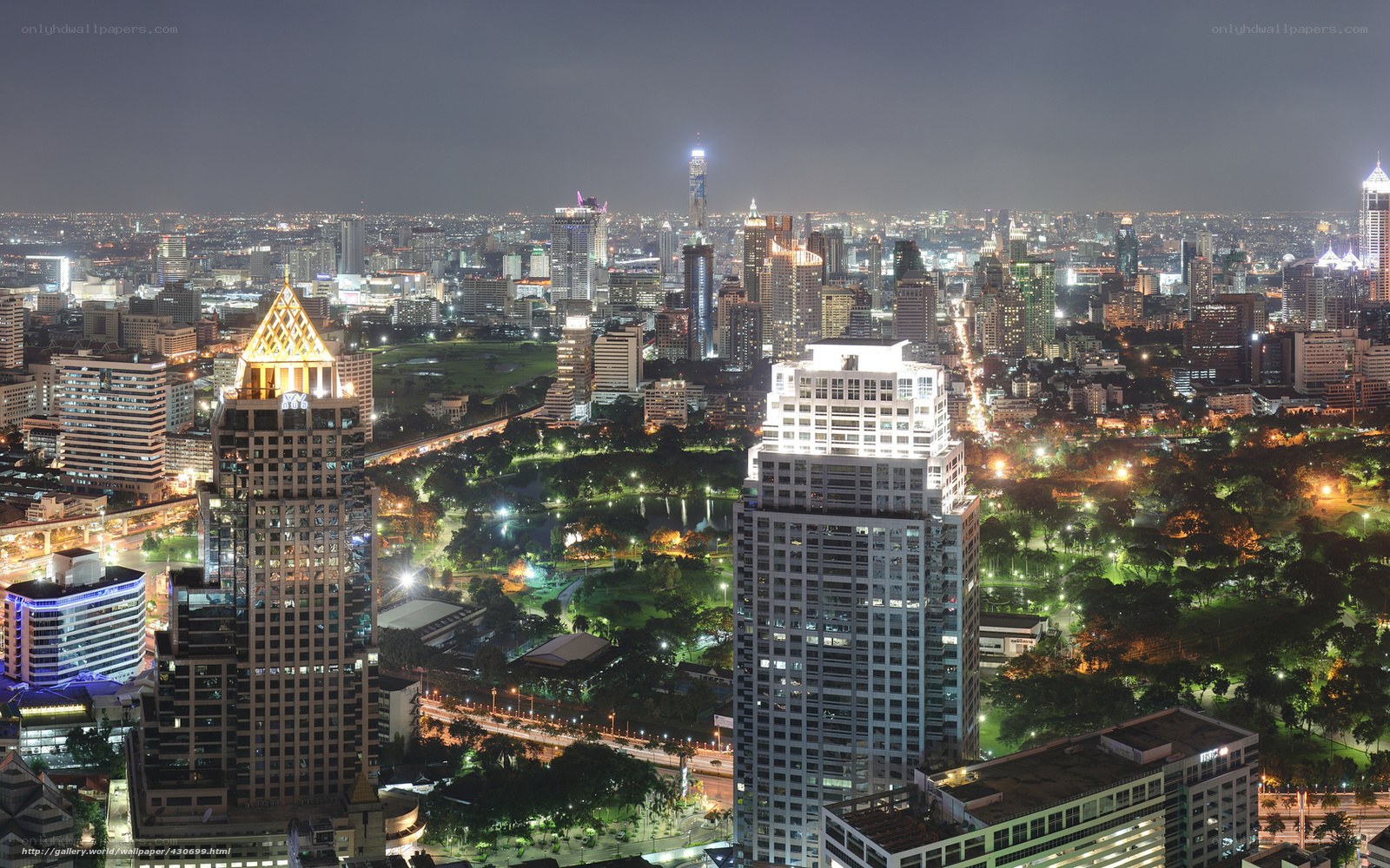 Night view of Bangkok skyline