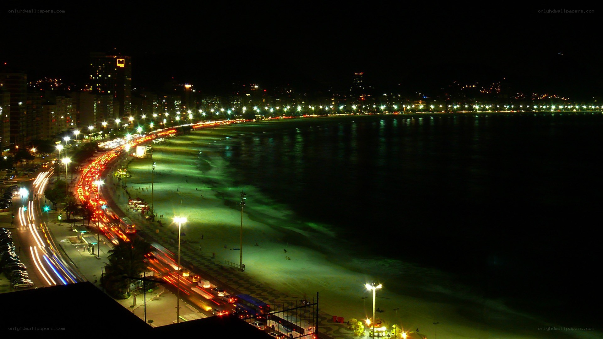 night view of beach city