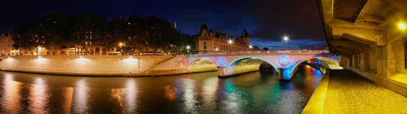night view of bridge over river