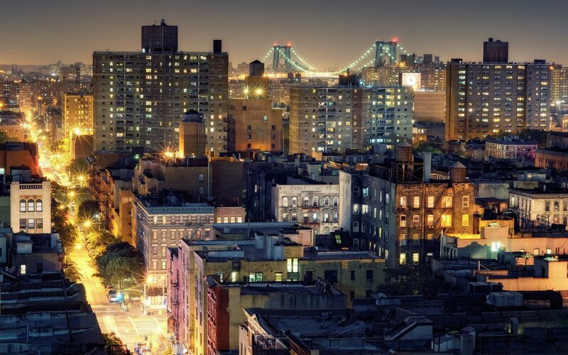 Night view of Brooklyn and Manhattan