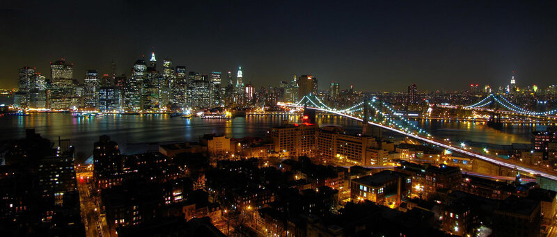 night view of brooklyn bridge