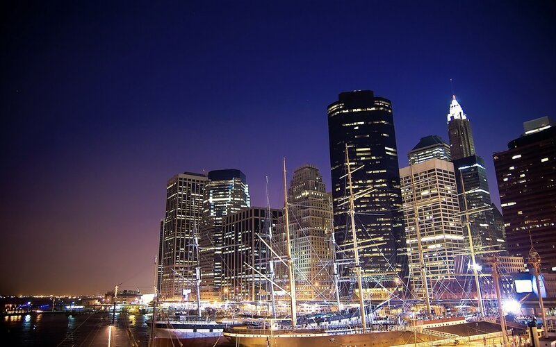 Night view of Brooklyn waterfront