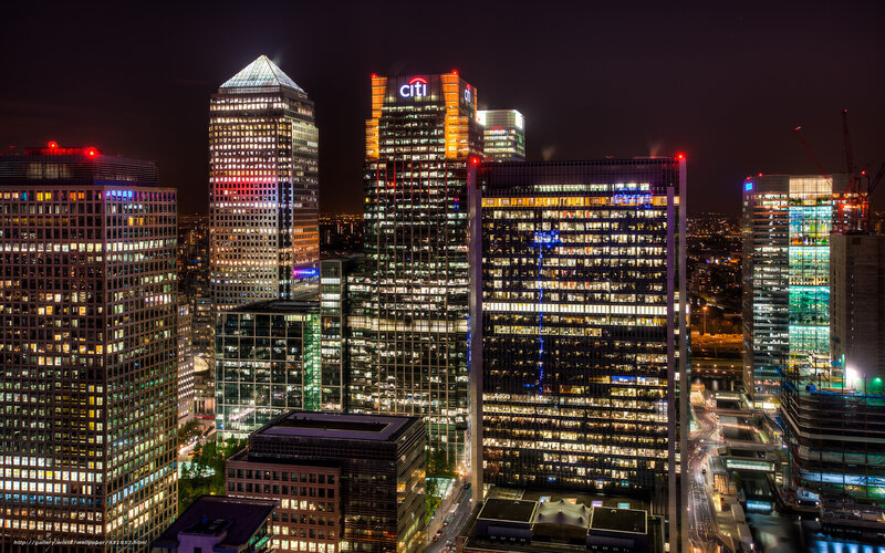 Night view of Canary Wharf