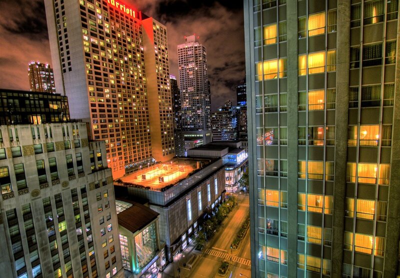 Night view of Chicago skyline