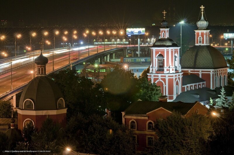 Night view of church and bridge