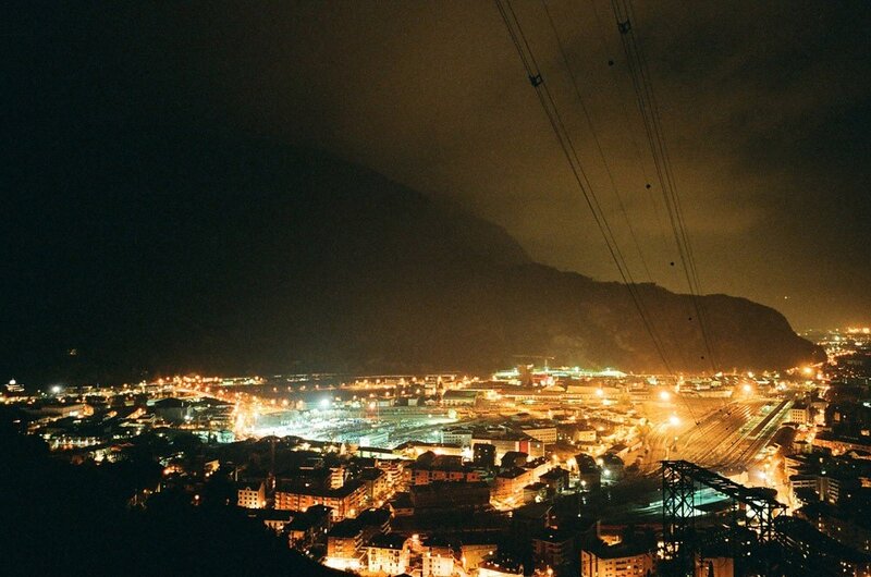 night view of city and mountain