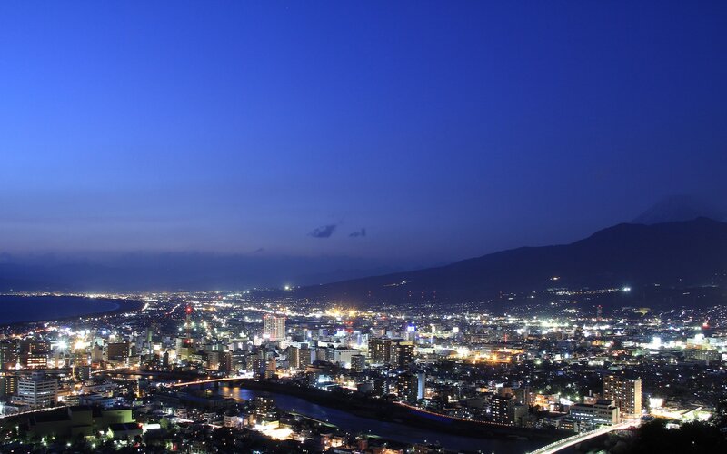 night view of city and mountain