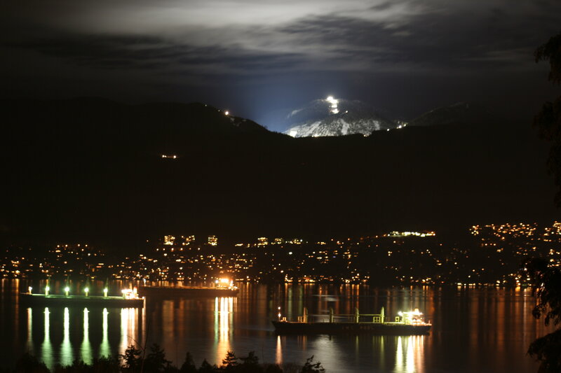 night view of city and mountains