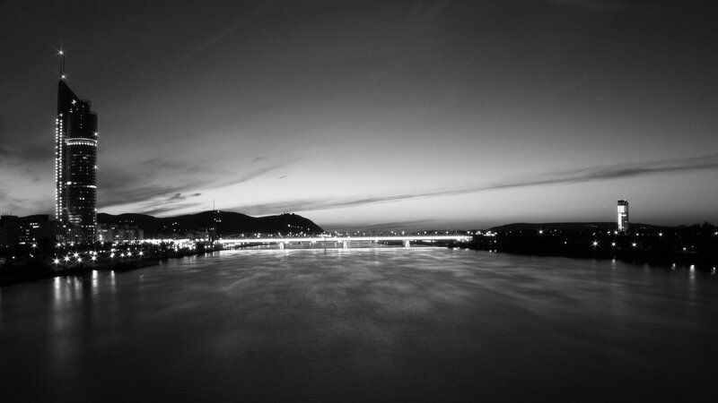 night view of city and river