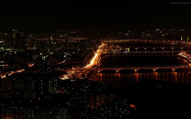 night view of city and river
