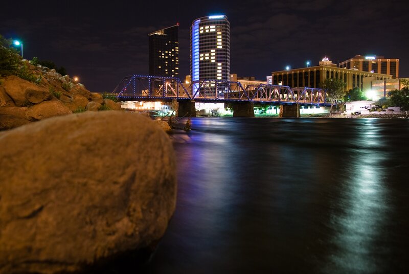 night view of city bridge