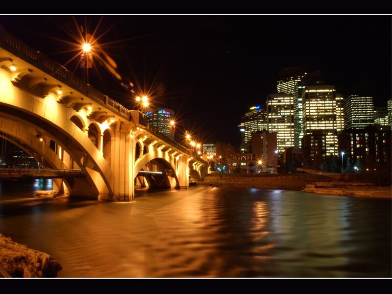 night view of city bridge