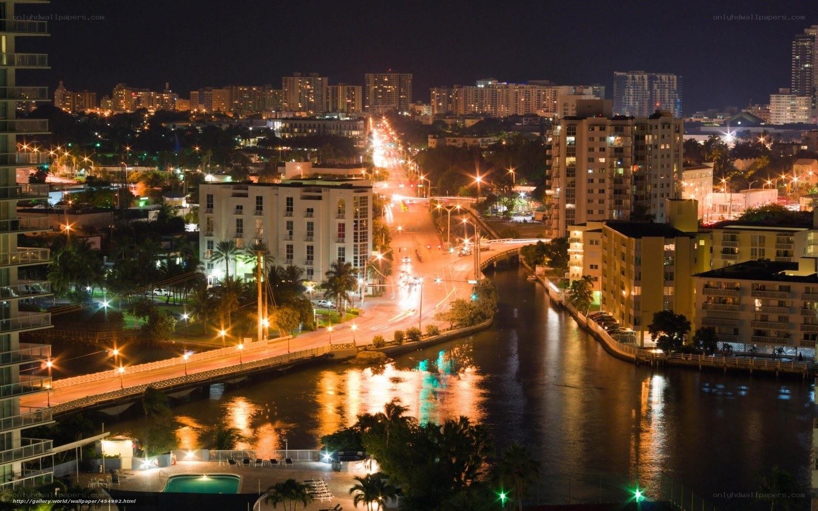 night view of city canal