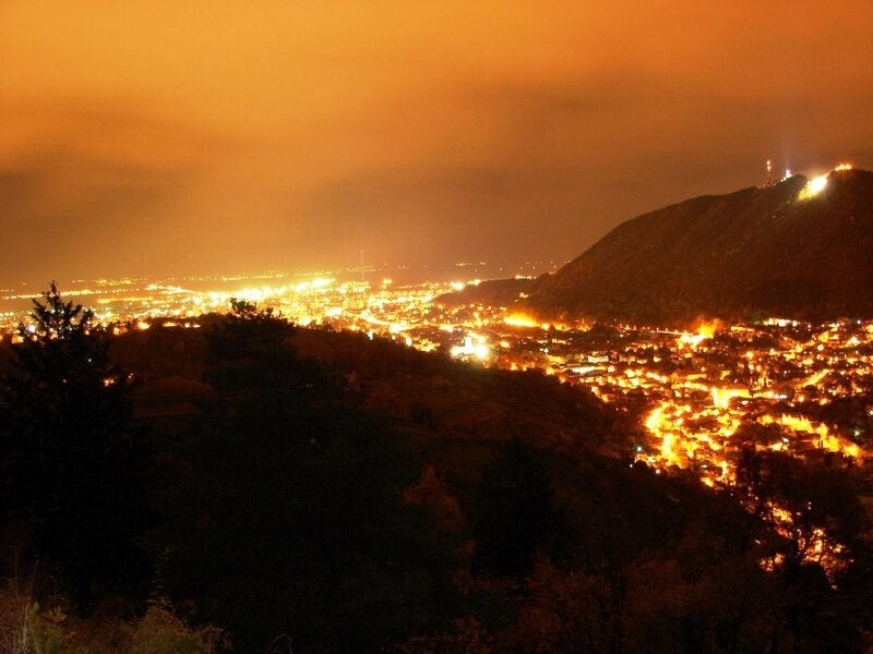 night view of city from hill